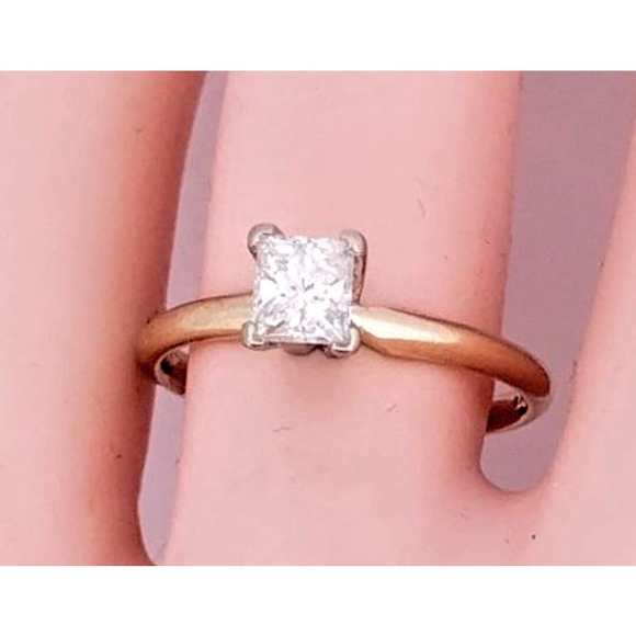 14k Princess Diamond Wedding Engagement Ring 14K Gold size 6,7,8 - Picture 10 of 12